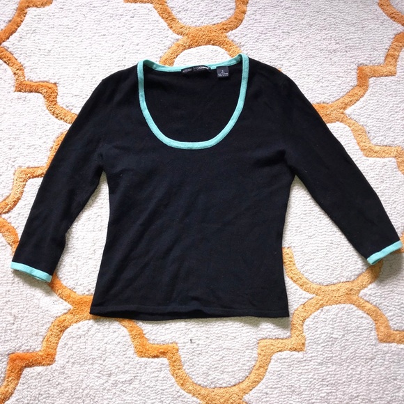 Black Autumn Cashmere Sweater W/Trim
